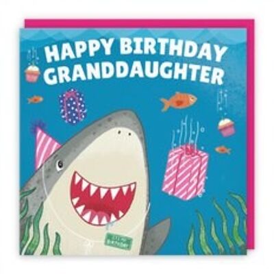 Hunts England Granddaughter Cute Shark Birthday Card - Happy Birthday - Granddaughter - Children's / Kids Birthday Card - Ocean Collection