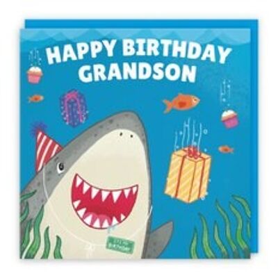 Hunts England Grandson Cute Shark Birthday Card - Happy Birthday - Grandson - Children's / Kids Birthday Card - Ocean Collection