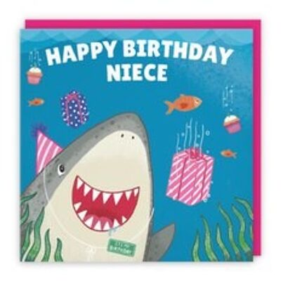 Hunts England Niece Cute Shark Birthday Card - Happy Birthday - Niece - Children's / Kids Birthday Card - Ocean Collection