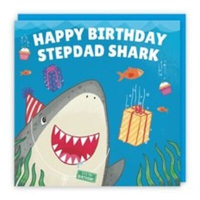 Hunts England Stepdad Cute Shark Birthday Card - Happy Birthday - Stepdad Shark - Ocean Collection