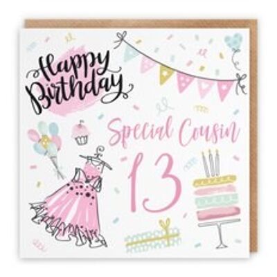 Hunts England Cousin 13th Female Birthday Card - For Her - Happy Birthday - Special Cousin - 13 - Party Collection