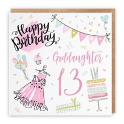 Hunts England Goddaughter 13th Birthday Card - Happy Birthday - Goddaughter - 13 - Party Collection
