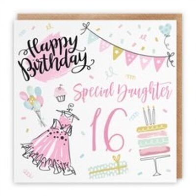 Hunts England Daughter 16th Birthday Card - Happy Birthday - Special Daughter - 16 - Party Collection