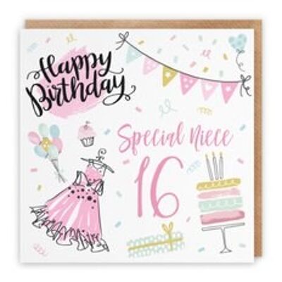 Hunts England Niece 16th Birthday Card - Happy Birthday - Special Niece - 16 - Party Collection