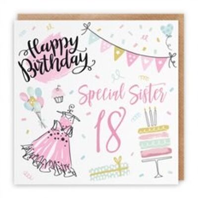 Hunts England Sister 18th Birthday Card - Happy Birthday - Special Sister - 18 - Party Collection