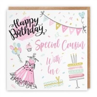 Hunts England Female Cousin Birthday Card - For Her - Happy Birthday - Special Cousin - With Love - Party Collection