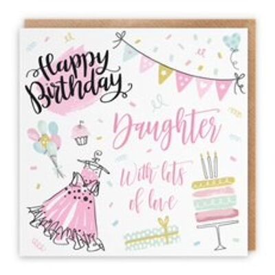Hunts England Daughter Birthday Card - Happy Birthday - Daughter - With Lots Of Love - Party Collection