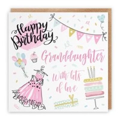 Hunts England Granddaughter Birthday Card - Happy Birthday - Granddaughter - With Lots Of Love - Party Collection