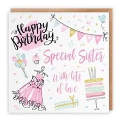 Hunts England Sister Birthday Card - Happy Birthday - Special Sister - With Lots Of Love - Party Collection
