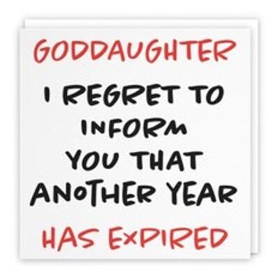 Hunts England Goddaughter Humorous Birthday Card - Goddaughter - I Regret To Inform You That Another Year Has Expired - Retro Collection