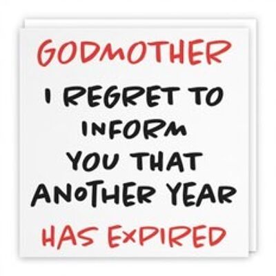 Hunts England Godmother Humorous Birthday Card - Godmother - I Regret To Inform You That Another Year Has Expired - Retro Collection