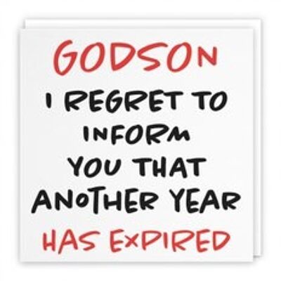 Hunts England Godson Humorous Birthday Card - Godson - I Regret To Inform You That Another Year Has Expired - Retro Collection