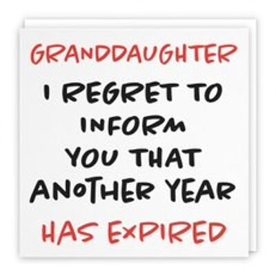 Hunts England Granddaughter Humorous Birthday Card - Granddaughter - I Regret To Inform You That Another Year Has Expired - Retro Collection