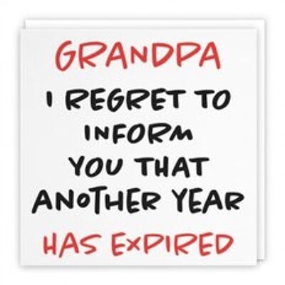 Hunts England Grandpa Humorous Birthday Card - Grandpa - I Regret To Inform You That Another Year Has Expired - Retro Collection