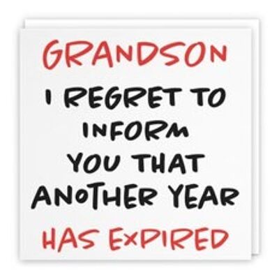 Hunts England Grandson Humorous Birthday Card - Grandson - I Regret To Inform You That Another Year Has Expired - Retro Collection
