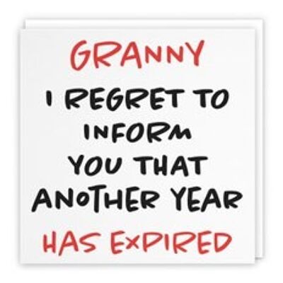 Hunts England Granny Humorous Birthday Card - Granny - I Regret To Inform You That Another Year Has Expired - Retro Collection