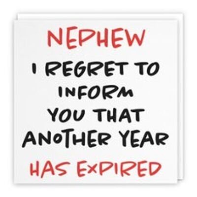 Hunts England Nephew Humorous Birthday Card - Nephew - I Regret To Inform You That Another Year Has Expired - Retro Collection