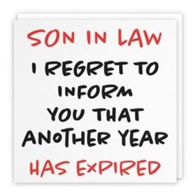 Hunts England Son In Law Humorous Birthday Card - Son In Law - I Regret To Inform You That Another Year Has Expired - Retro Collection
