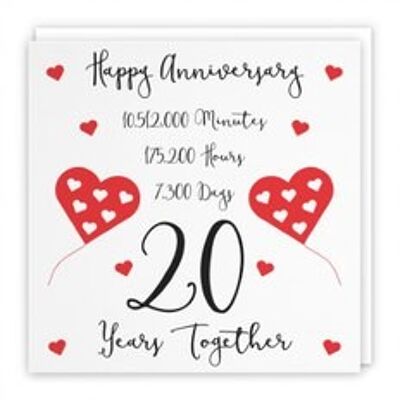 Hunts England 20th Wedding Anniversary Card - 20 Years Together - Happy Anniversary - Timeless Collection