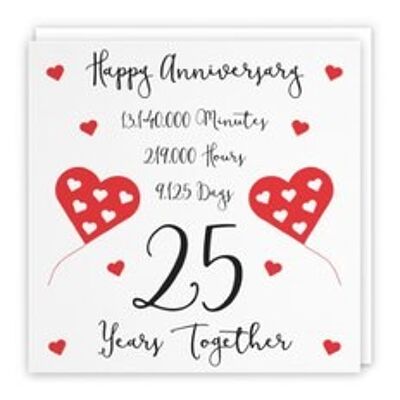 Hunts England 25th Wedding Anniversary Card - 25 Years Together - Happy Anniversary - Timeless Collection