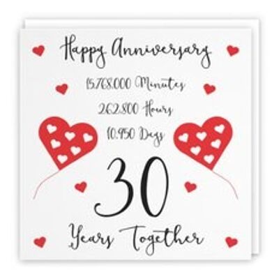 Hunts England 30th Wedding Anniversary Card - 30 Years Together - Happy Anniversary - Timeless Collection