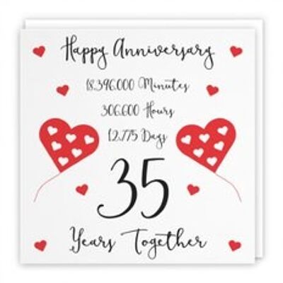 Hunts England 35th Wedding Anniversary Card - 35 Years Together - Happy Anniversary - Timeless Collection