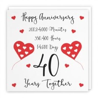 Hunts England 40th Wedding Anniversary Card - 40 Years Together - Happy Anniversary - Timeless Collection