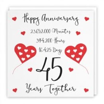 Hunts England 45th Wedding Anniversary Card - 45 Years Together - Happy Anniversary - Timeless Collection