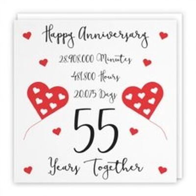 Hunts England 55th Wedding Anniversary Card - 55 Years Together - Happy Anniversary - Timeless Collection