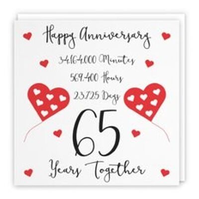 Hunts England 65th Wedding Anniversary Card - 65 Years Together - Happy Anniversary - Timeless Collection