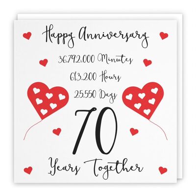 Hunts England 70th Wedding Anniversary Card - 70 Years Together - Happy Anniversary - Timeless Collection