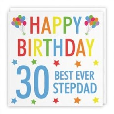Hunts England Stepdad 30th Birthday Card - 'Happy Birthday' - 'Best Ever Stepdad' - Colourful Collection