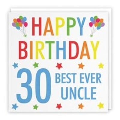 Hunts England Uncle 30th Birthday Card - 'Happy Birthday' - 'Best Ever Uncle' - Colourful Collection