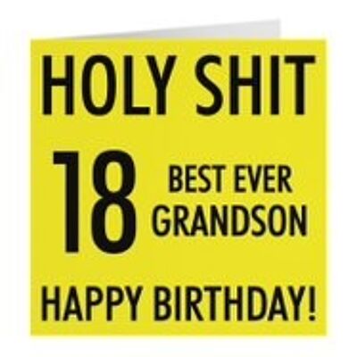 Hunts England Grandson 18th Birthday Card - Holy Shit - 18 Best Ever Grandson - Happy Birthday! - Holy Shit Collection