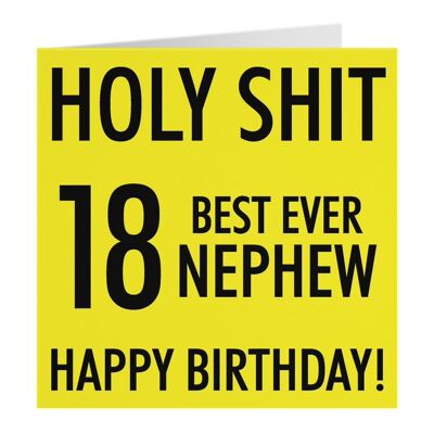 Hunts England Nephew 18th Birthday Card - Holy Shit - 18 Best Ever Nephew - Happy Birthday! - Holy Shit Collection