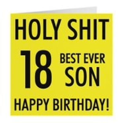 Hunts England Son 18th Birthday Card - 'Holy Shit' - '18 Best Ever Son' - 'Happy Birthday!' - Holy Shit Collection