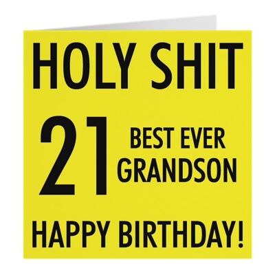 Hunts England Grandson 21st Birthday Card - Holy Shit - 21 Best Ever Grandson - Happy Birthday! - Holy Shit Collection