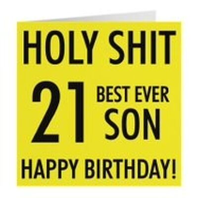 Hunts England Son 21st Birthday Card - 'Holy Shit' - '21 Best Ever Son' - 'Happy Birthday!' - Holy Shit Collection
