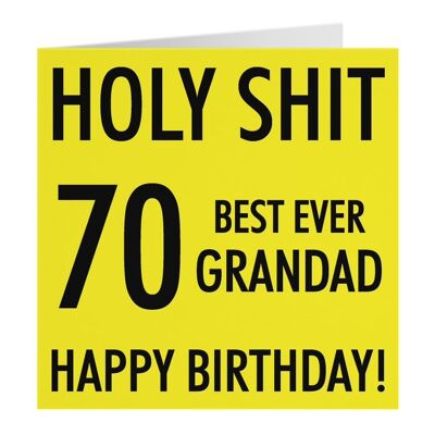 Hunts England Grandad 70th Birthday Card - 'Holy Shit' - '70 Best Ever Grandad' - 'Happy Birthday!' - Holy Shit Collection