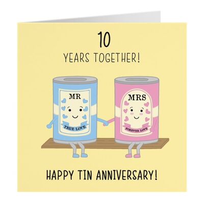 10th Wedding Anniversary Card - Tin Anniversary - Iconic Collection