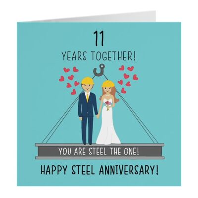 11th Wedding Anniversary Card - Steel Anniversary - Iconic Collection