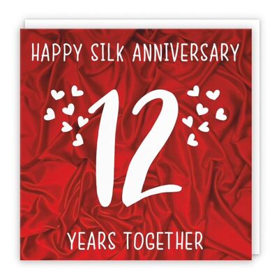12th Wedding Anniversary Card - Silk Anniversary - by Hunts England - Iconic Collection