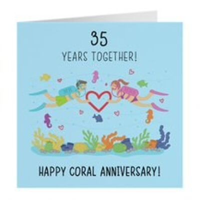 35th Wedding Anniversary Card - Coral Anniversary - Iconic Collection
