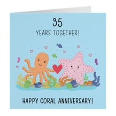 35th Wedding Anniversary Card - Coral Anniversary - Starfish - Iconic Collection