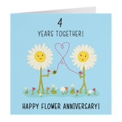 4th Wedding Anniversary Card - Flower Anniversary - Iconic Collection