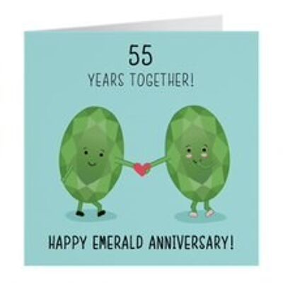 55th Wedding Anniversary Card - Emerald Anniversary - Crystal Design - by Hunts England - Iconic Collection