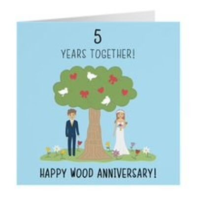 5th Wedding Anniversary Card - Wood Anniversary - Iconic Collection