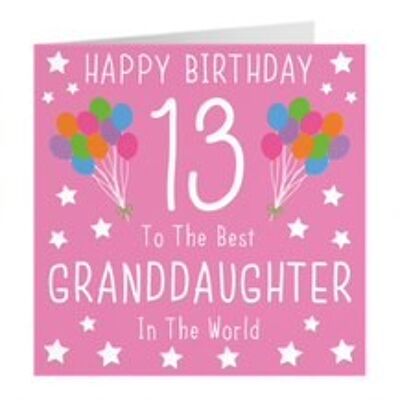 Granddaughter 13th Birthday Card - Happy Birthday - 13 - To The Best Granddaughter In The World - Iconic Collection