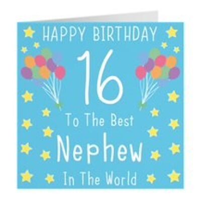 Nephew 16th Birthday Card - Happy Birthday - 16 - To The Best Nephew In The World - by Hunts England - Iconic Collection