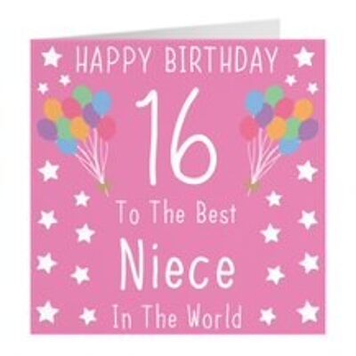 Niece 16th Birthday Card - Happy Birthday - 16 - To The Best Niece In The World - by Hunts England - Iconic Collection